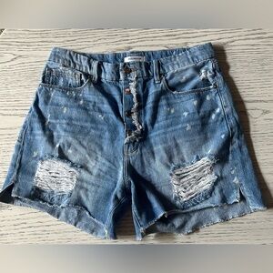 Good American Good Legs Distressed Denim Shorts Sz 8